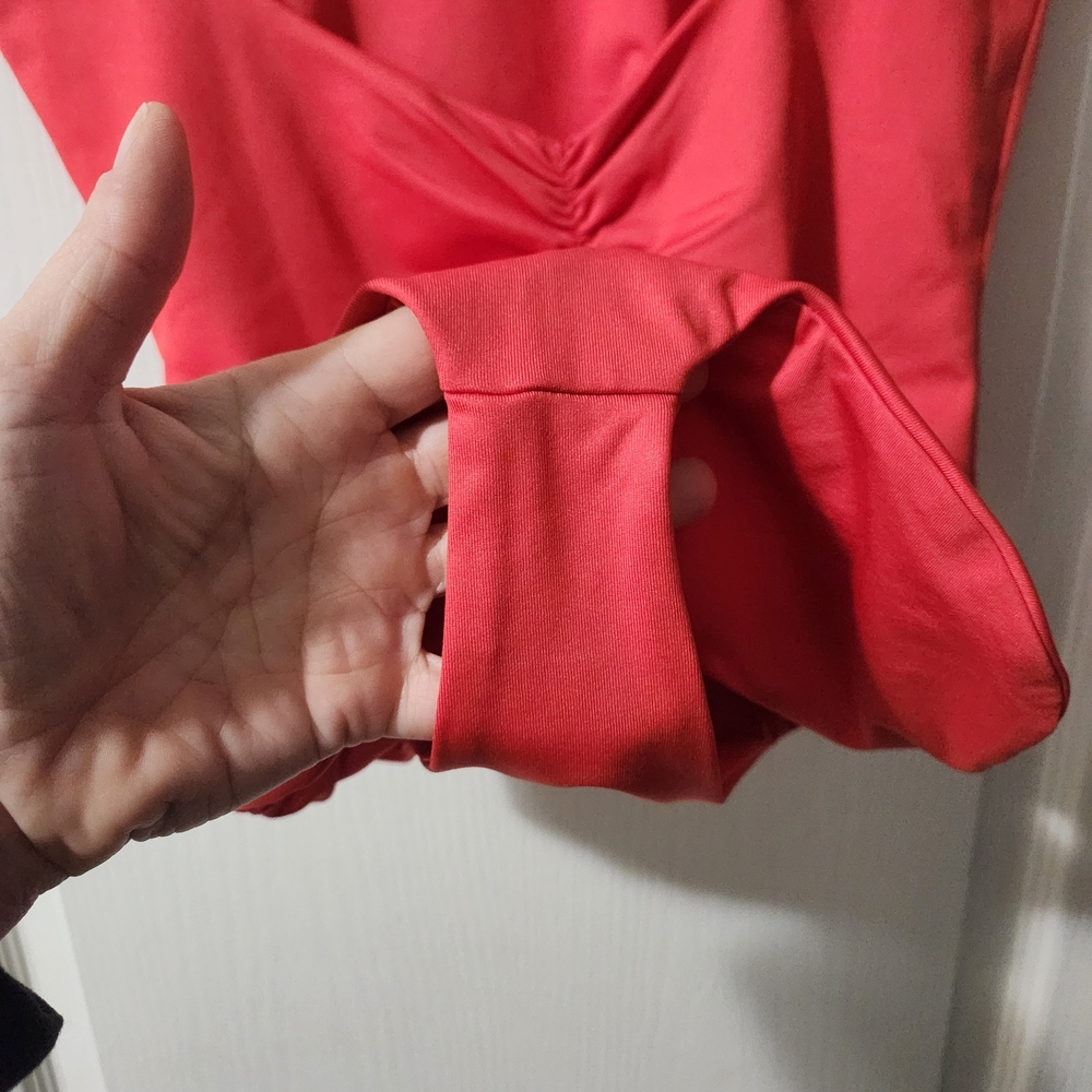 Women’s Red Scoop Back One-Piece Swimsuit - Picture 8 of 8